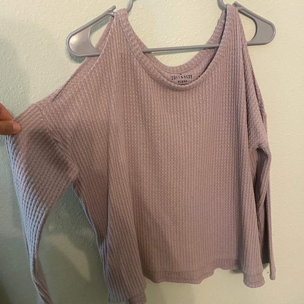 Lavender open shoulder long sleeve Soft Long sleeve, American Eagle